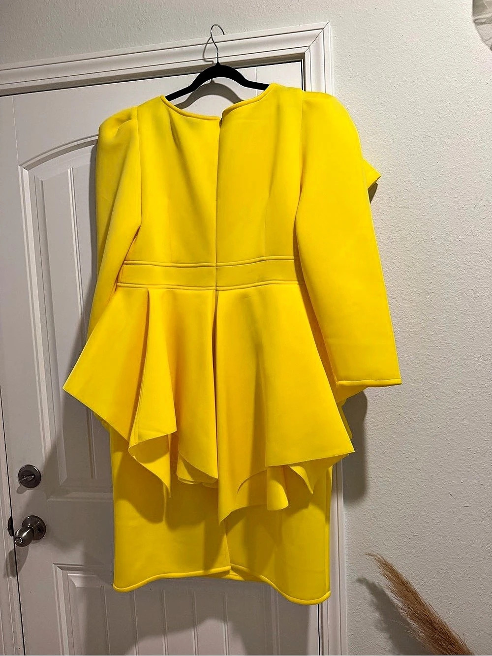 Yellow Ruffle Mini Dress Like New - Picture 2 of 2